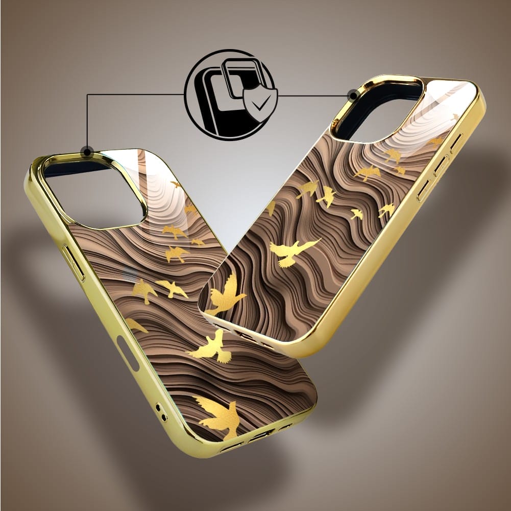 Etui do iPhone 16 Pro IBIZU Elite Glass z MagSafe Zwierzęta, Piaskowa odyseja, złote - obrazek 3