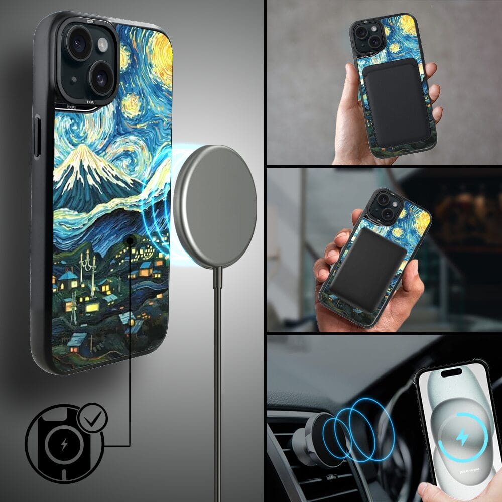Etui do iPhone 15 Plus IBIZU DropGuard Matt z MagSafe, Van Gogh, gwieździsta noc - obrazek 8