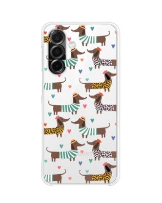 Etui do Samsung Galaxy A26 5G przeźroczyste, silikonowe Flexi, zakochane jamniki