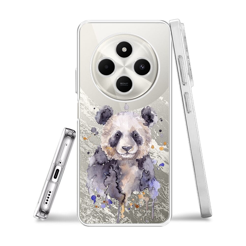 Etui do Xiaomi POCO C75 przeźroczyste, silikonowe Flexi, Akwarelowe Zoo, Panda - obrazek 3