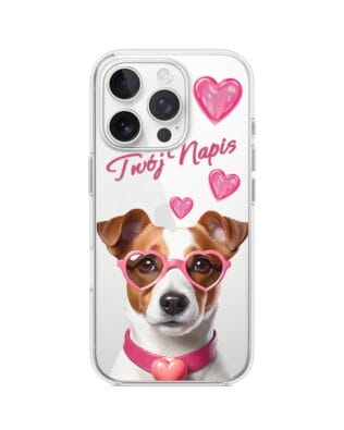 Etui do iPhone 14 Pro Max przeźroczyste, silikonowe Flexi, Puppy Love, pies rasy Jack Russell Terrier