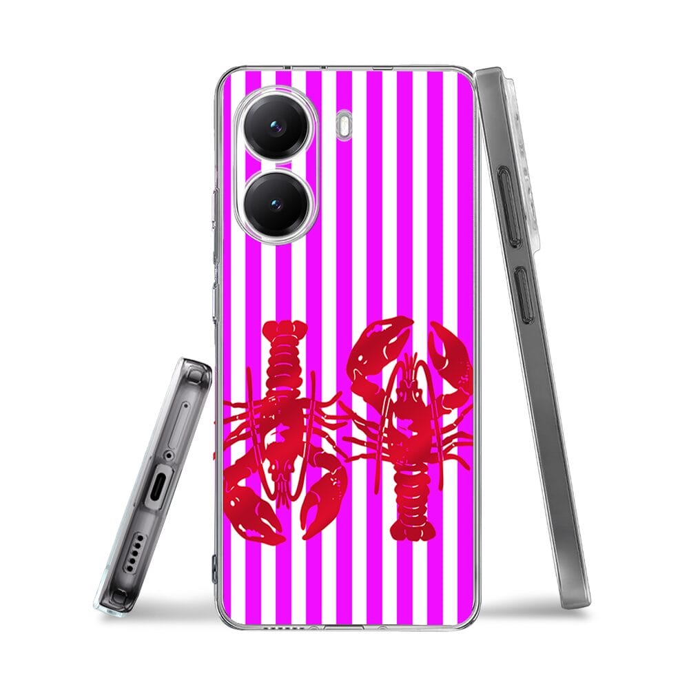 Etui do Xiaomi POCO X7 Pro przeźroczyste, silikonowe Flexi, kraby z różowymi paskami - obrazek 3