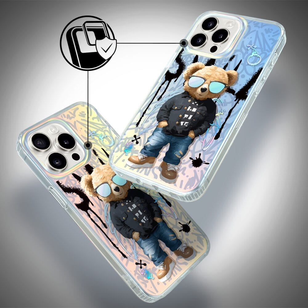 Etui do iPhone 14 Pro IBIZU California Sunset, zmieniające kolor, Graffiti Boy, artystyczny miś - obrazek 3