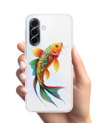 Etui do Samsung Galaxy A36 5G przeźroczyste, silikonowe Flexi, Dzika Mandala, Złota ryba