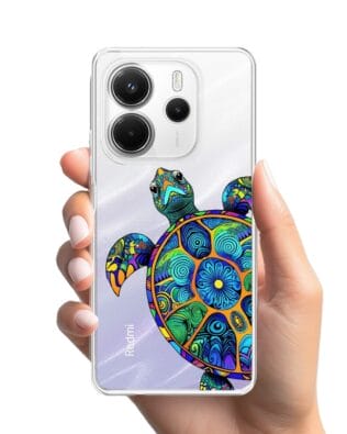Etui do Xiaomi Redmi Note 14 4G przeźroczyste, silikonowe Flexi, Dzika Mandala, Żółw