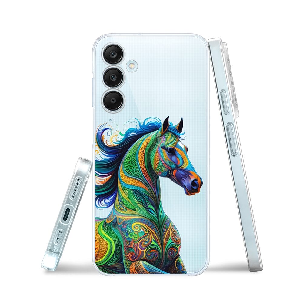 Etui do Samsung Galaxy M35 5G przeźroczyste, silikonowe Flexi, Dzika Mandala, Koń - obrazek 3