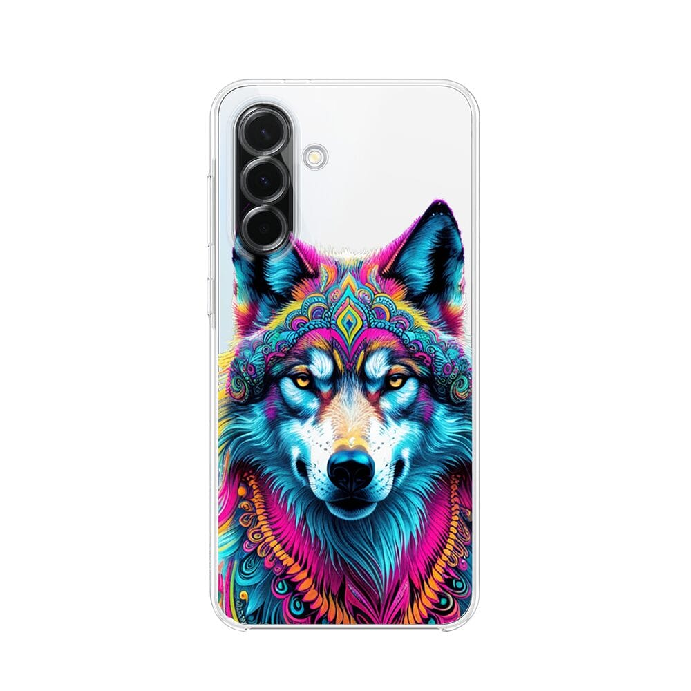 Etui do Samsung Galaxy A36 5G przeźroczyste, silikonowe Flexi, Dzika Mandala, Wilk