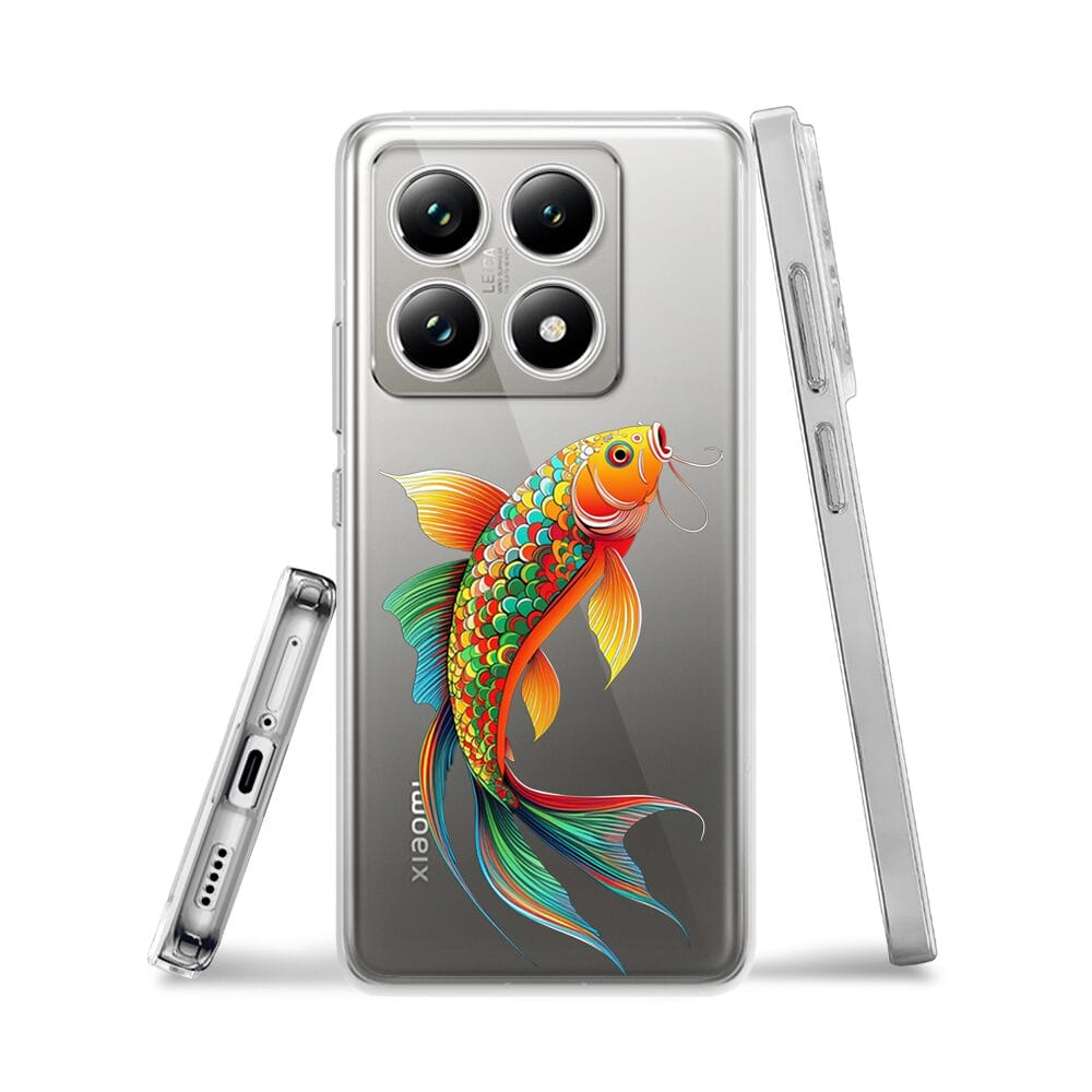 Etui do Xiaomi 14T Pro przeźroczyste, silikonowe Flexi, Akwarelowe Zoo, Złota ryba - obrazek 3