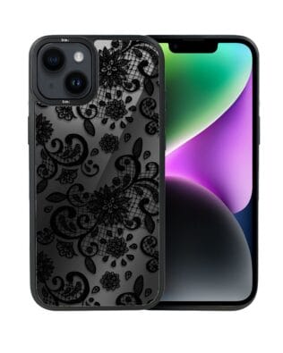 Etui do iPhone 14 Plus IBIZU DropGuard Matt z MagSafe, Midnight, Koronkowa czerń