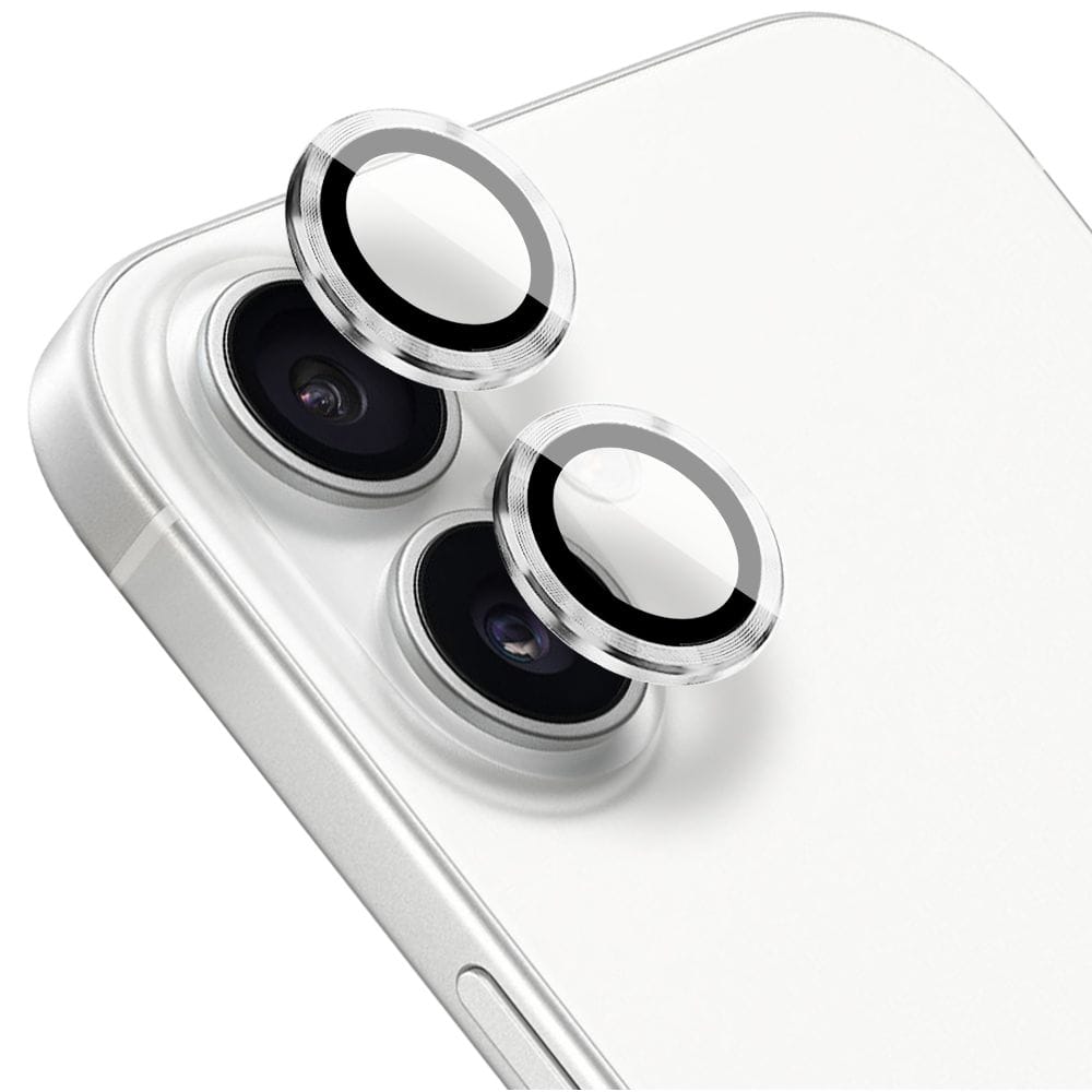 Metalowa osłona obiektywu aparatu ze szkła hartowanego 9H do iPhone 16, 1 zestaw, srebrna