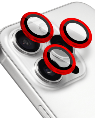 Metalowa osłona obiektywu aparatu ze szkła hartowanego 9H do iPhone 16 Pro Max, 1 zestaw, czerwona