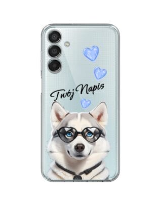Etui do Samsung Galaxy M15 5G przeźroczyste, silikonowe Flexi, Puppy Love, pies rasy Husky