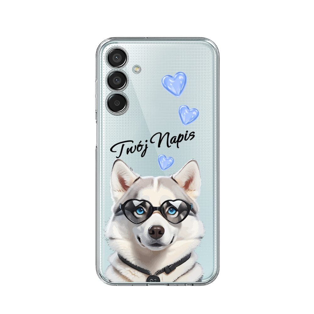 Etui do Samsung Galaxy M15 5G przeźroczyste, silikonowe Flexi, Puppy Love, pies rasy Husky