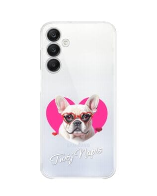 Etui do Samsung Galaxy A25 5G przeźroczyste, silikonowe Flexi, Puppy Love, pies rasy Buldog Francuski