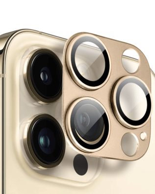 Metalowa osłona na cały aparat z wbudowanymi szkłami do iPhone 14 Pro Max, złota