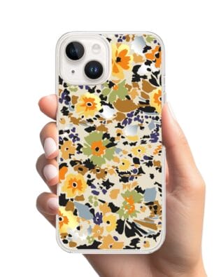 Etui do iPhone 13 przeźroczyste, silikonowe Flexi, malowane kwiatki