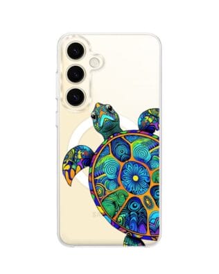 Etui do Samsung Galaxy S24 Plus z MagSafe przeźroczyste, silikonowe Flexi, Dzika Mandala, Żółw