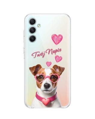 Etui do Samsung Galaxy A34 5G przeźroczyste, silikonowe Flexi, Puppy Love, pies rasy Jack Russell Terrier