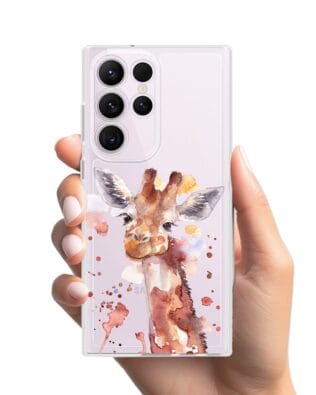 Etui do Samsung Galaxy S23 Ultra przeźroczyste, silikonowe Flexi, Akwarelowe Zoo, Żyrafa