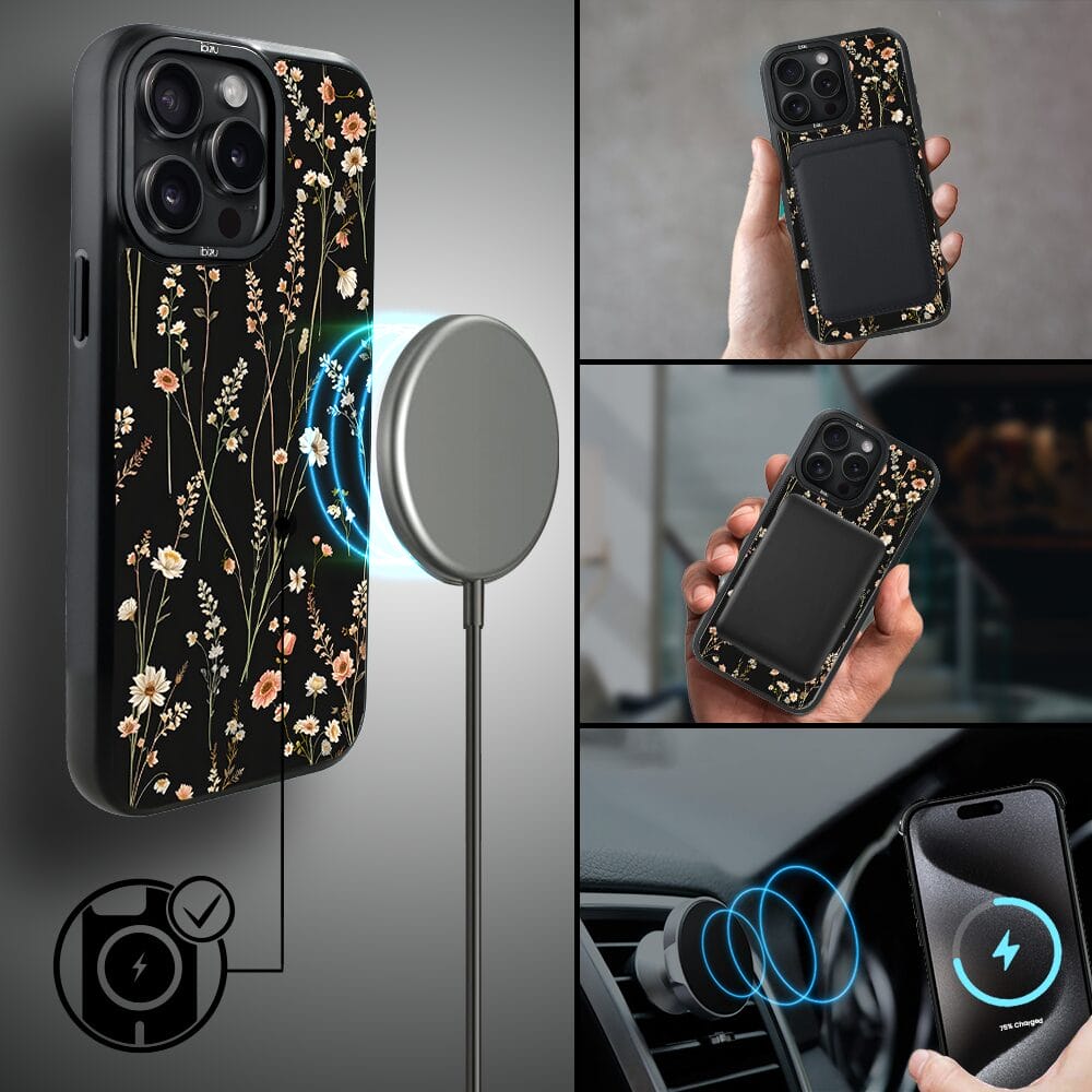 Etui do iPhone 15 Pro IBIZU DropGuard Matt z MagSafe, Pastel Bloom, Północny ogród - obrazek 8