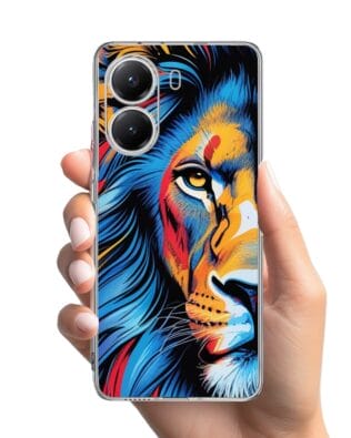 Etui do Xiaomi POCO X7 Pro przeźroczyste, silikonowe Flexi, Dzika Mandala, Lwie spojrzenie