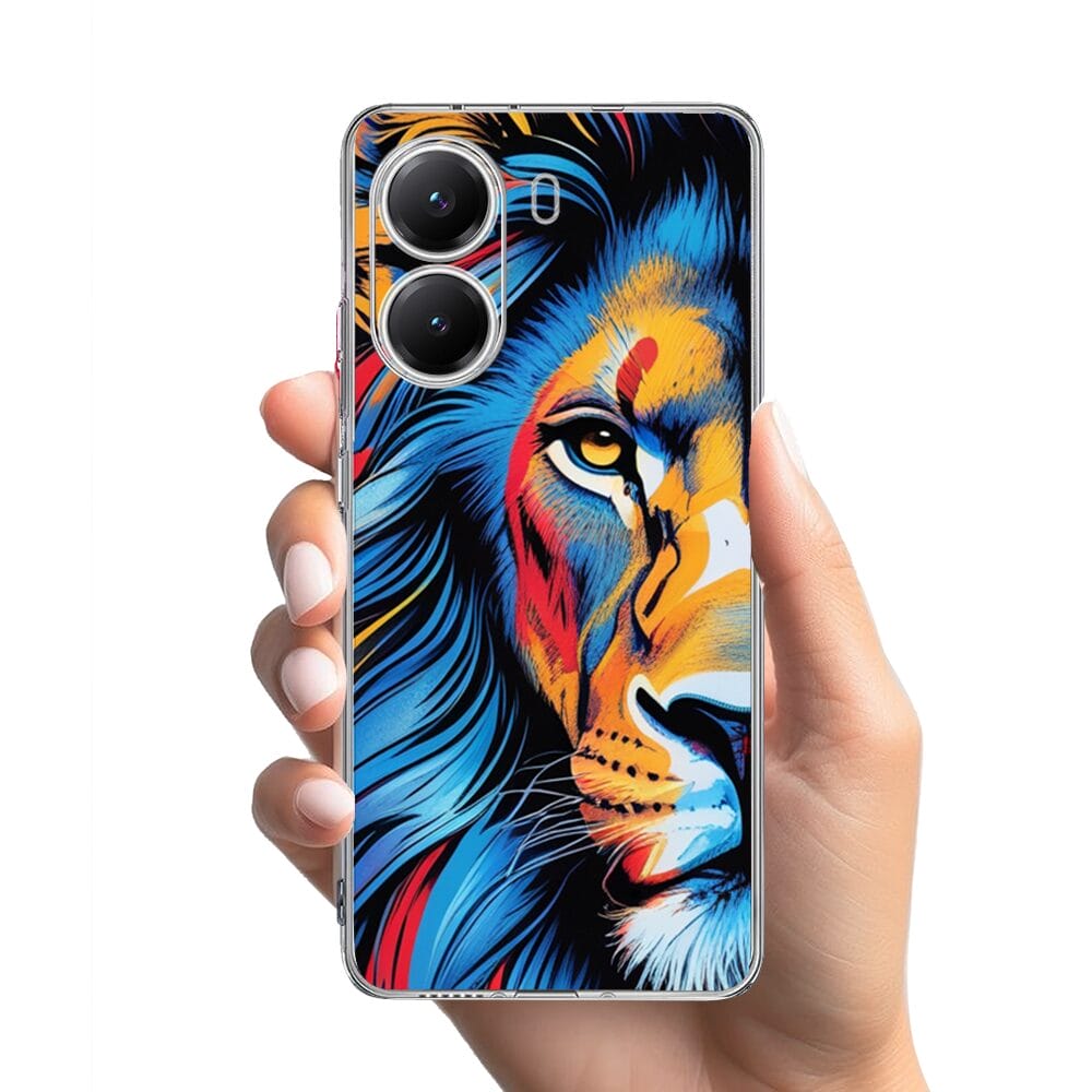 Etui do Xiaomi POCO X7 Pro przeźroczyste, silikonowe Flexi, Dzika Mandala, Lwie spojrzenie - obrazek 2