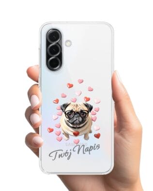 Etui do Samsung Galaxy A36 5G przeźroczyste, silikonowe Flexi, Puppy Love, pies rasy Mops