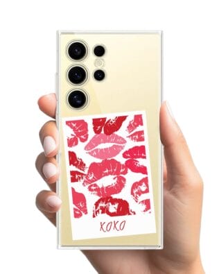 Etui do Samsung Galaxy S24 Ultra przeźroczyste, silikonowe Flexi, pocałunki, polaroid