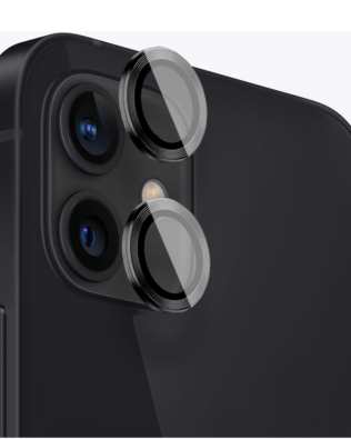 Metalowa osłona obiektywu aparatu ze szkła hartowanego 9H do iPhone 12, 1 zestaw, czarna