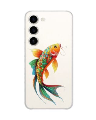 Etui do Samsung Galaxy S23 przeźroczyste, silikonowe Flexi, Dzika Mandala, Złota ryba