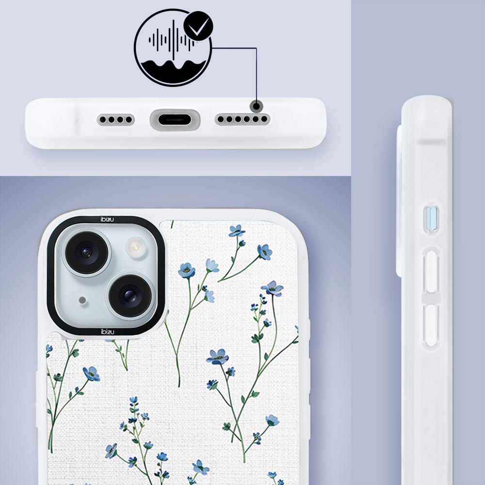 Etui do iPhone 15 IBIZU DropGuard Matt z MagSafe, Pastel Bloom, Niebieski sen - obrazek 6