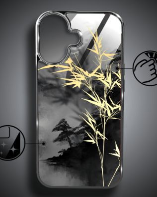 Etui do iPhone 16 Plus IBIZU Elite Glass z MagSafe Magia Azji, Złoty bambus, czarne