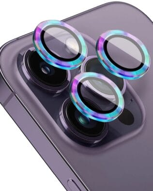 Metalowa osłona obiektywu aparatu ze szkła hartowanego 9H do iPhone 14 Pro Max, 1 zestaw, kameleon