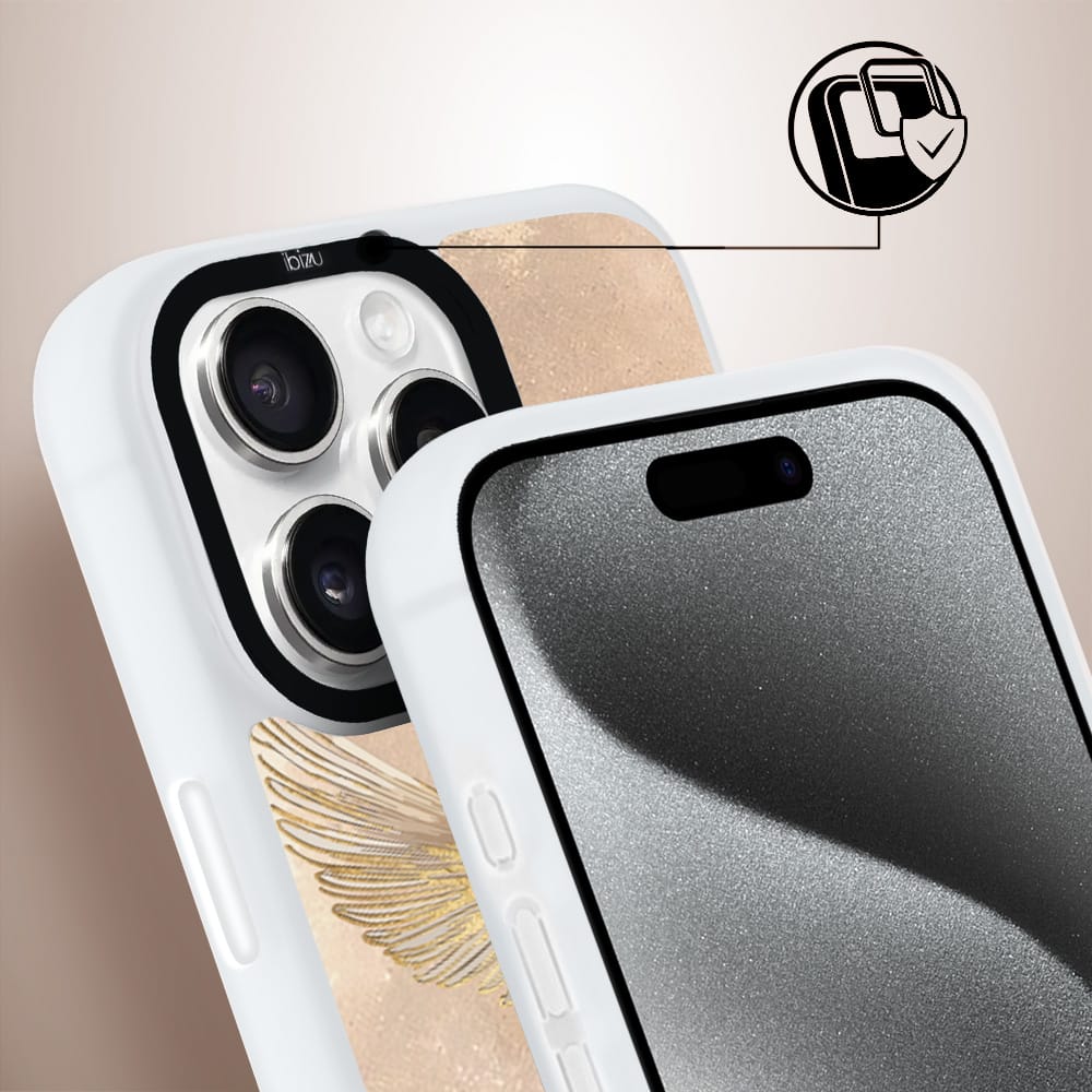 Etui do iPhone 15 Pro Max IBIZU DropGuard Matt z MagSafe, Boho, Złote żurawie - obrazek 3