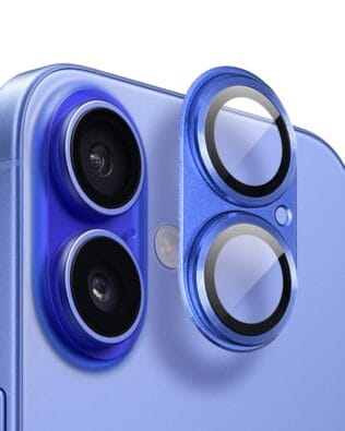 Metalowa osłona na cały aparat z wbudowanymi szkłami do iPhone 16, ultramaryna