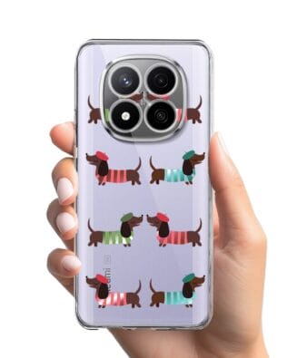 Etui do Xiaomi Redmi Note 14 Pro 4G przeźroczyste, silikonowe Flexi, jamnik w Paryżu