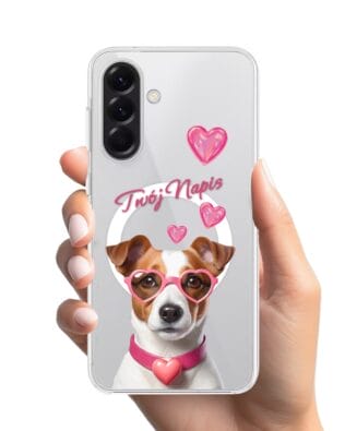 Etui do Samsung Galaxy A56 5G z MagSafe przeźroczyste, silikonowe Flexi, Puppy Love, pies rasy Jack Russell Terrier