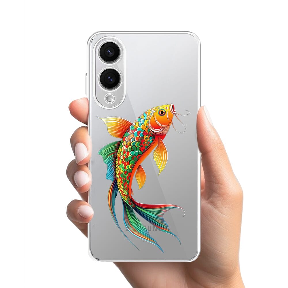 Etui do Samsung Galaxy S25 Edge przeźroczyste, silikonowe Flexi, Dzika Mandala, Złota ryba - obrazek 2