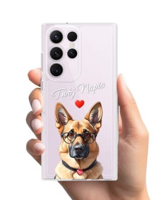 Etui do Samsung Galaxy S23 Ultra przeźroczyste, silikonowe Flexi, Puppy Love, pies rasy Owczarek Niemiecki