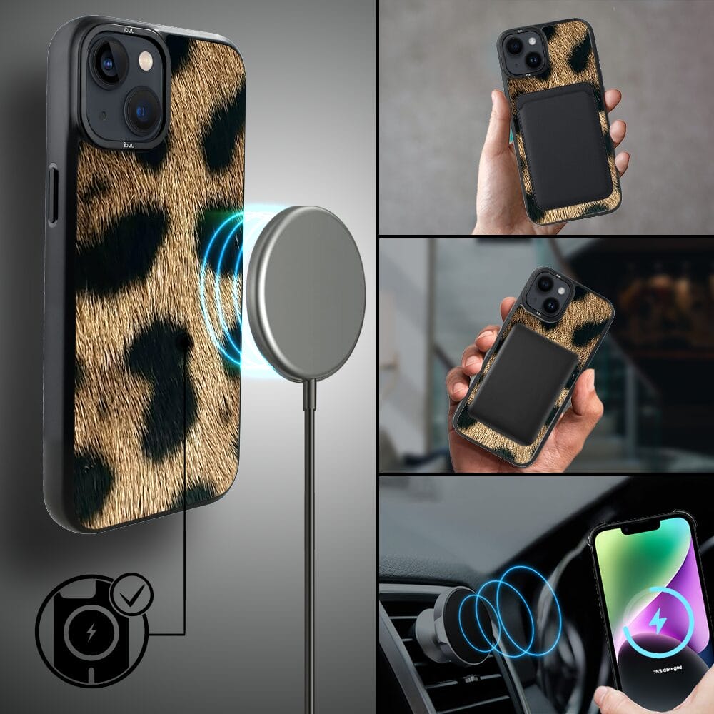 Etui do iPhone 14 IBIZU DropGuard Matt z MagSafe, Zew Natury, Lampart - obrazek 8