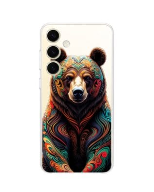Etui do Samsung Galaxy S24 Plus przeźroczyste, silikonowe Flexi, Dzika Mandala, Niedźwiedź