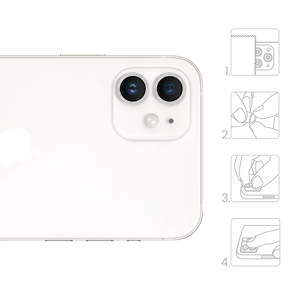 Metalowa osłona obiektywu aparatu ze szkła hartowanego 9H do iPhone 12, 1 zestaw, srebrna - obrazek 4