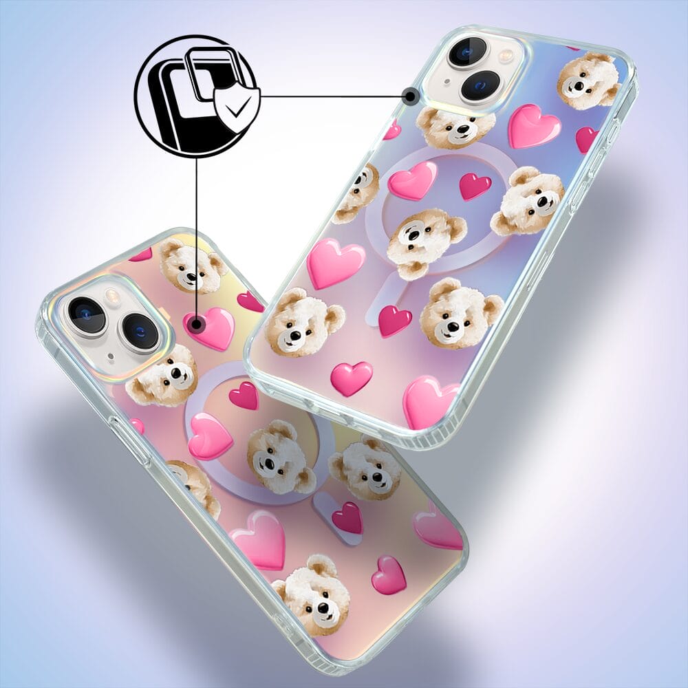 Etui do iPhone 13 IBIZU California Sunset z MagSafe, zmieniające kolor, Love Mood, miś i serduszka - obrazek 3