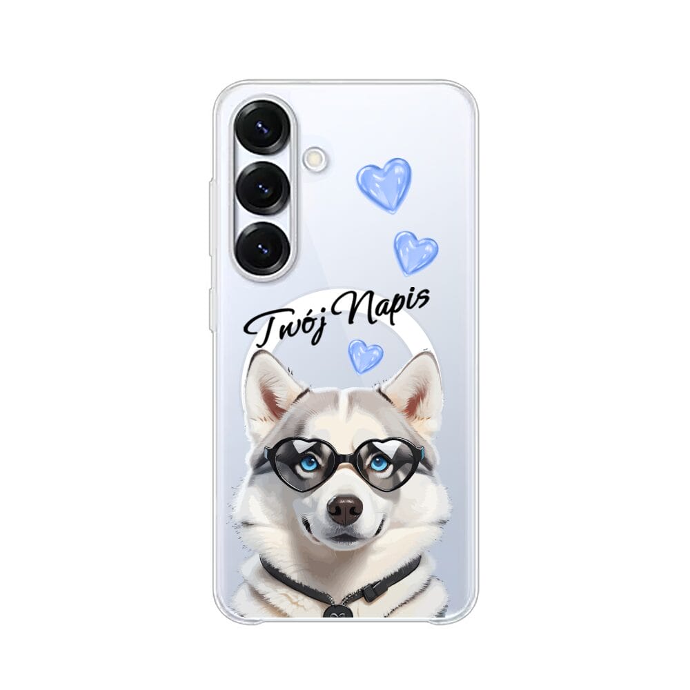 Etui do Samsung Galaxy S25 Plus z MagSafe przeźroczyste, silikonowe Flexi, Puppy Love, pies rasy Husky