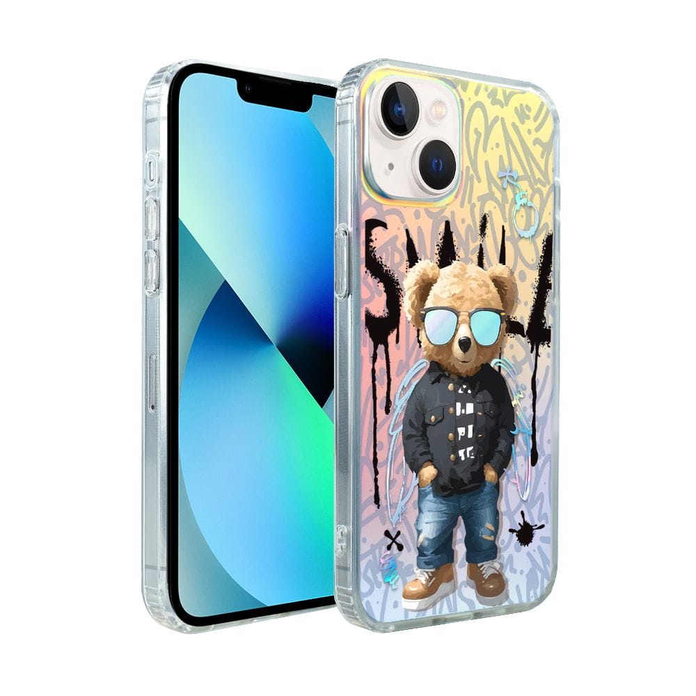 Etui do iPhone 13 IBIZU California Sunset, zmieniające kolor, Graffiti Boy, artystyczny miś