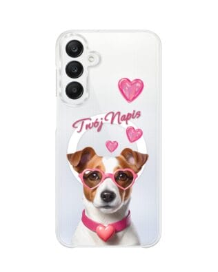 Etui do Samsung Galaxy A25 5G z MagSafe przeźroczyste, silikonowe Flexi, Puppy Love, pies rasy Jack Russell Terrier