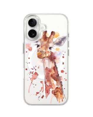 Etui do iPhone 16 z MagSafe przeźroczyste, silikonowe Flexi, Akwarelowe Zoo, Żyrafa