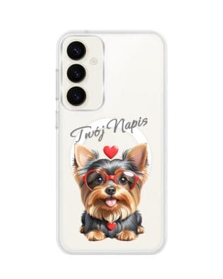 Etui do Samsung Galaxy S23 z MagSafe przeźroczyste, silikonowe Flexi, Puppy Love, pies rasy York
