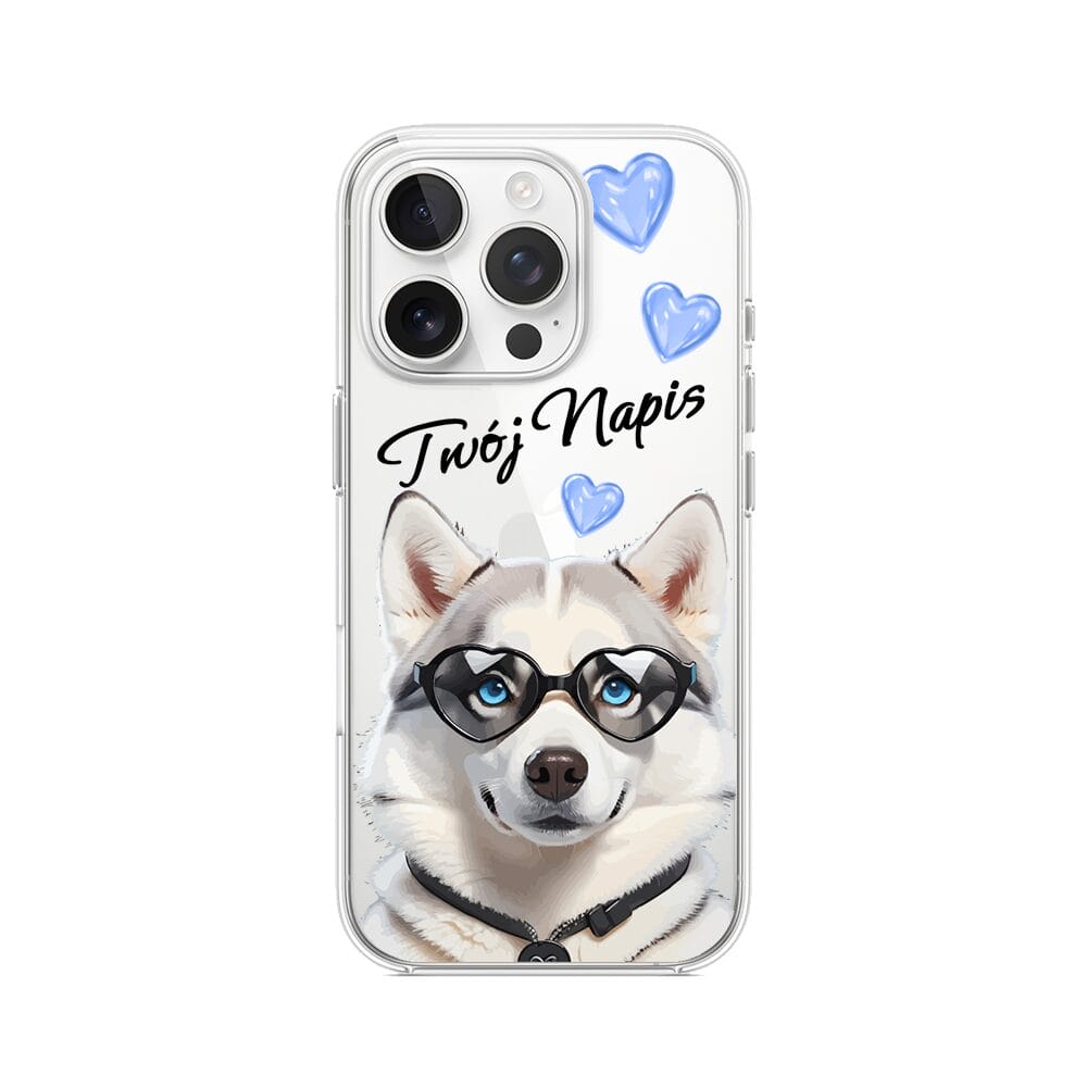 Etui do iPhone 14 Pro przeźroczyste, silikonowe Flexi, Puppy Love, pies rasy Husky