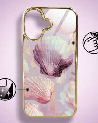 Etui do iPhone 16 Plus IBIZU Elite Glass z MagSafe Morze, Perłowa Muszla, złote